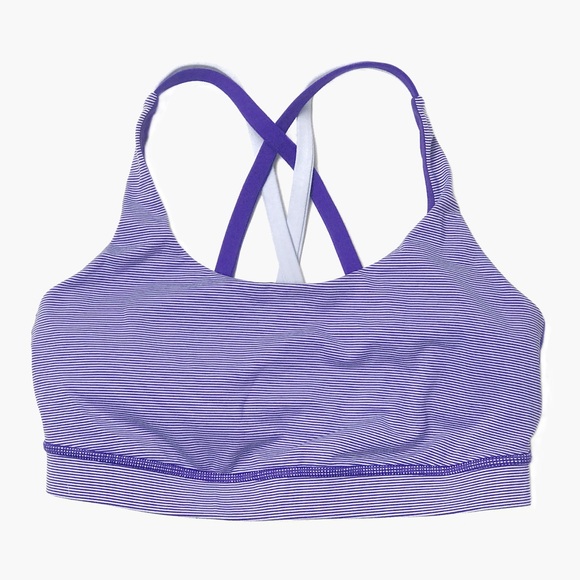 lululemon athletica Tops - Lululemon Energy Bra Purple White Stripes Size 6